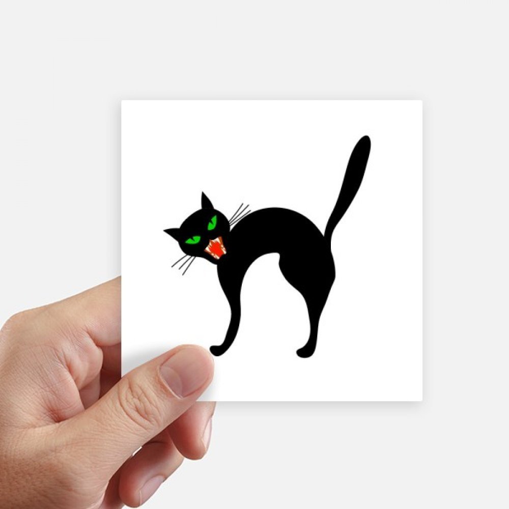 Autocollant chat noir Halloween carré DIYthinker stickers mur et ordinateur x8