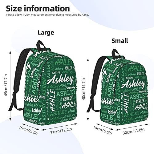 Custom Backpack with Name, Personalized Name Canvas Backpack for Boys Girls Men Women, Customized Green Theme Bookbag Casual Daypack for School Travel Camping - 2Sizes4