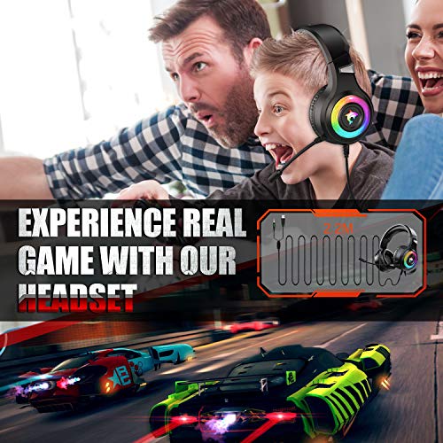 Gaming Headset Xbox One Headset With Stereo Surround Sound,Ps4 Gaming Headset With Mic & Led Light Noise Cancelling Over Ear Headphones Compatible With Pc, Ps4,Ps5, Xbox One,Mac #TOP5