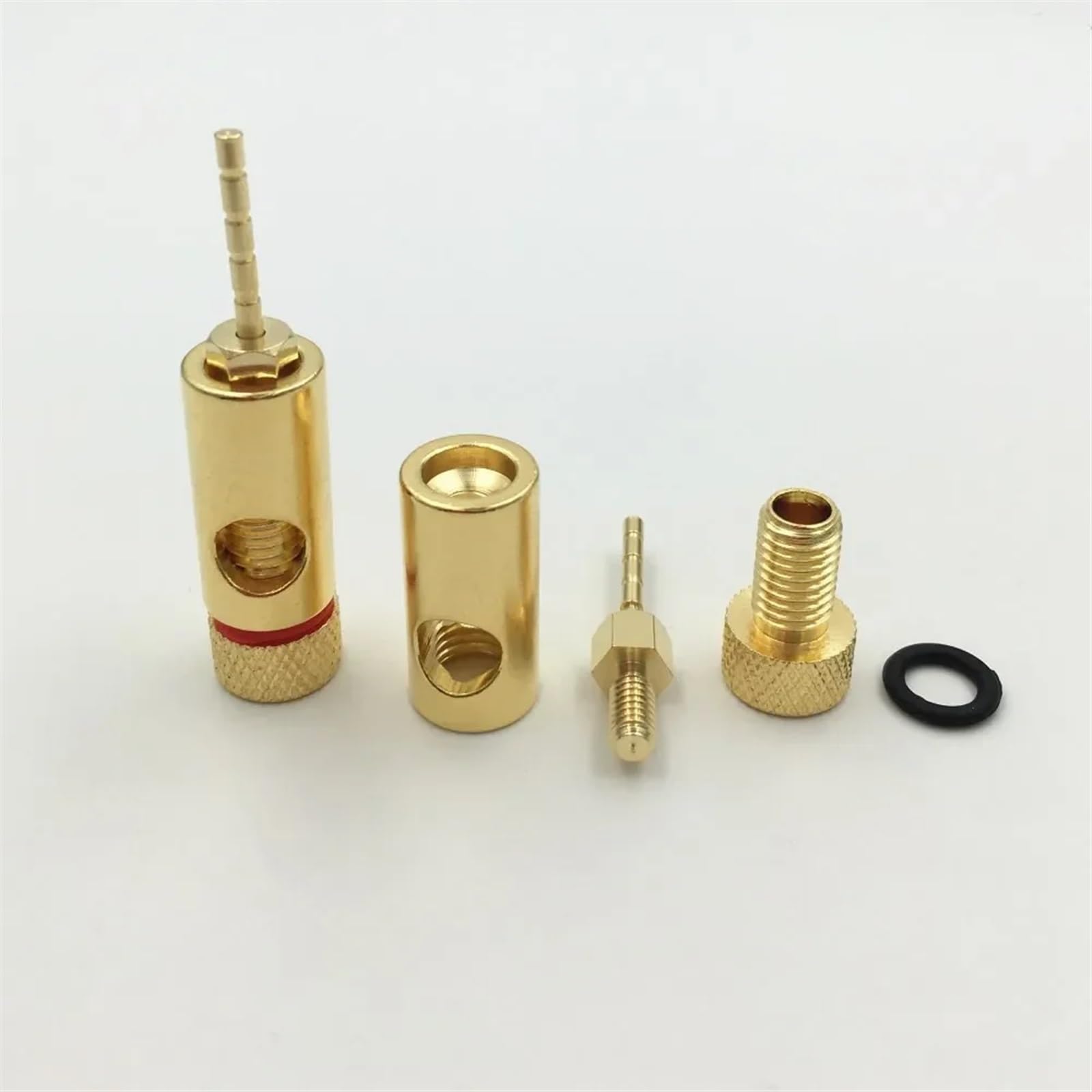 Lot de 10 fiches Bananes mâles en Laiton plaqué Or de 2 mm, connecteur de Verrouillage à vis for Fil de Haut-Parleur Droit(Red)