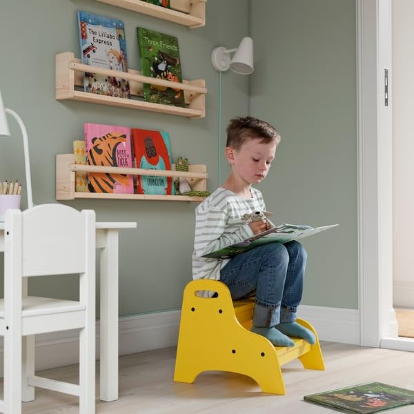 TROGEN Taburete infantil amarillo, 40x38x33 cm