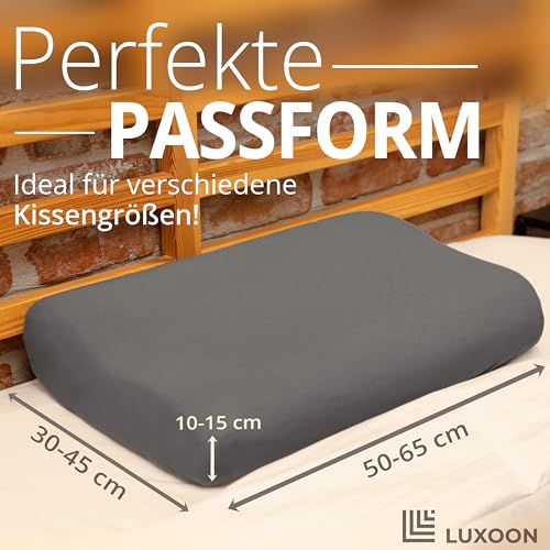 Luxoon Kissenbezug für Gesundheitskissen – 95% Baumwolle / 5% Elasthan, Atmungsaktiv und Hautfreundlich, Waschbar, Für Komfort und Hygiene 2er Pack 30-45 x 50-65 cm, Anthrazit