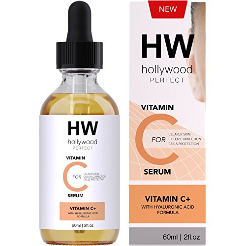 Hollywood Perfect Vitamin C Serum With Hyaluronic Acid - Clear Facial Moisturizer With Anti-Aging Formula, Strong And Youthful Glowing Skin, Reduced Fine Lines And Wrinkles, And Even Skin Tone!