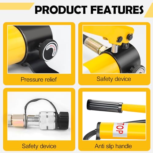 Image of Portable Hydraulic Hand Pump CP-180, 10,000 PSI Manual Hydraulic Pump with Two-Speed Plunger, 350cc Oil Capacity for Jacks, Pullers, Pipe Benders, and More