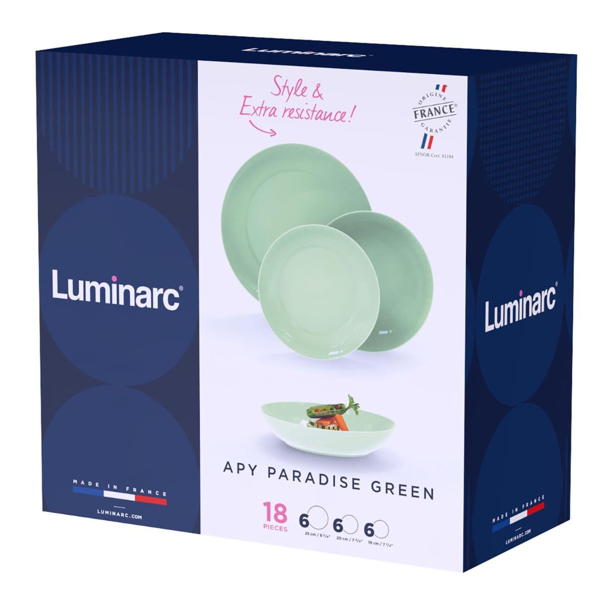 Luminarc Apy Paradise - Set da tavola opale, 18 pezzi, 6 persone, opale, adatto a microonde, adatto per frigorifero impilabile