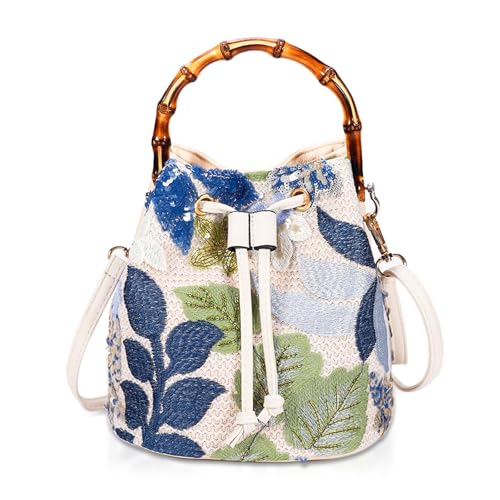 Bolso bandolera mujer Bohemia con mango bambú miniatura 1