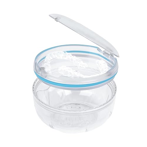 Estuche limpiador de retenedores, doble capa sin fugas para dentaduras postizas de remojo, baño de dentadura para alineador Invisalign, retenedores,