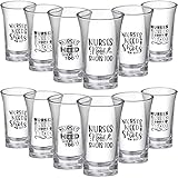 12 Pcs Nurse Need Shots Too Shot Glasses 1.2 oz Funny Glass Gift Nurse Gifts Rn Gifts for Nurses Nursing Gifts for Women Male Nurse's Day School Graduation Birthday Party Friend Present