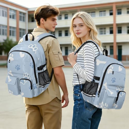 Mochila de viaje de huellas de perro azul para universidad 7