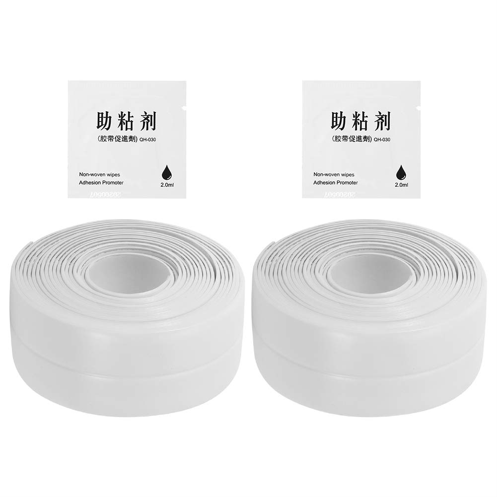 2 szt. Odporna na pleśń taśma uszczelniająca z PCV do kuchni i łazienki, 38 mm x 3,2 m, biała