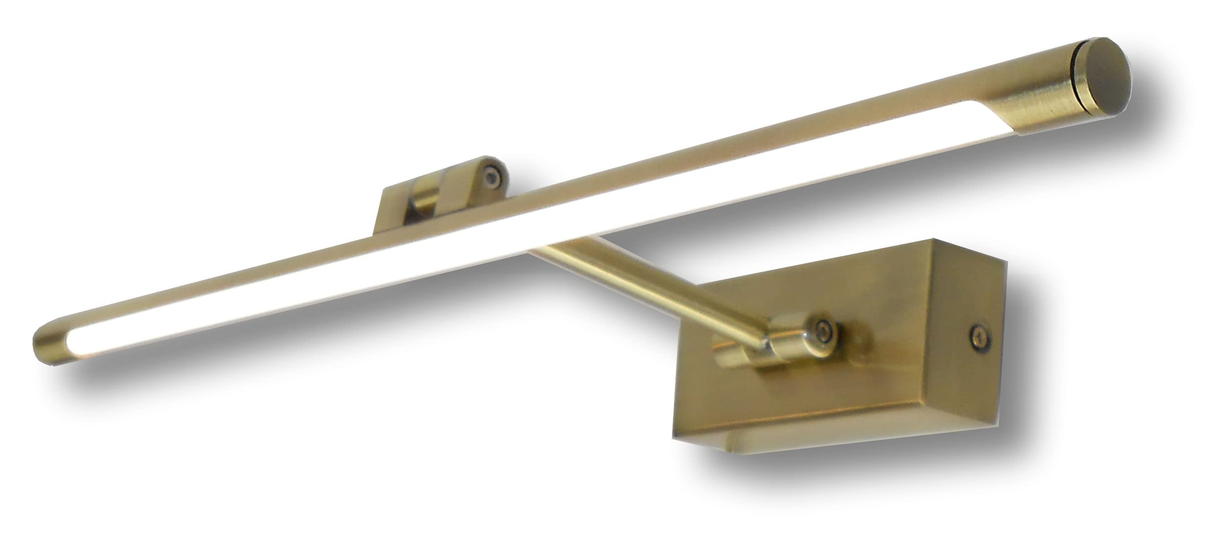 Aplique LED de pared para iluminar cuadros, espejos, murales, 8W tradicional y elegante,tono de luz cálida 3000K, acabado bronce, articulado y orientable. 48cm