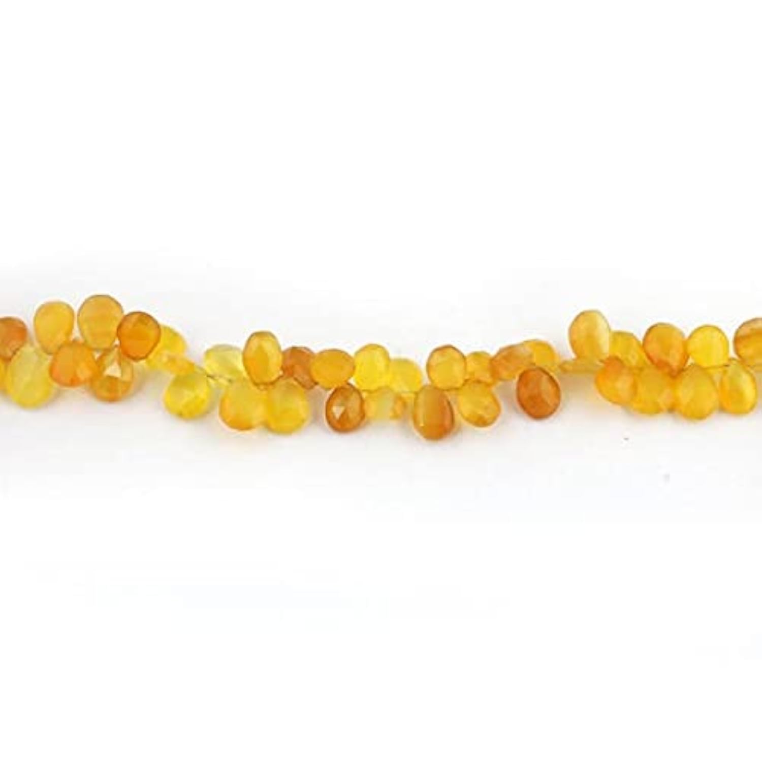 Chalcédoine jaune de qualité gemme, briolettes poires facettées pour joaillerie fine