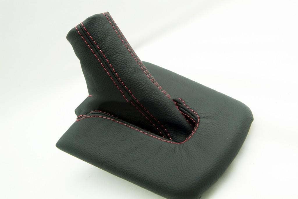 DSV Fits 2003-2008 BMW M3 Z4 E85 86 Real Black Leather Emergency Ebrake Brake Boot with Red Stitching (Leather Part Only)