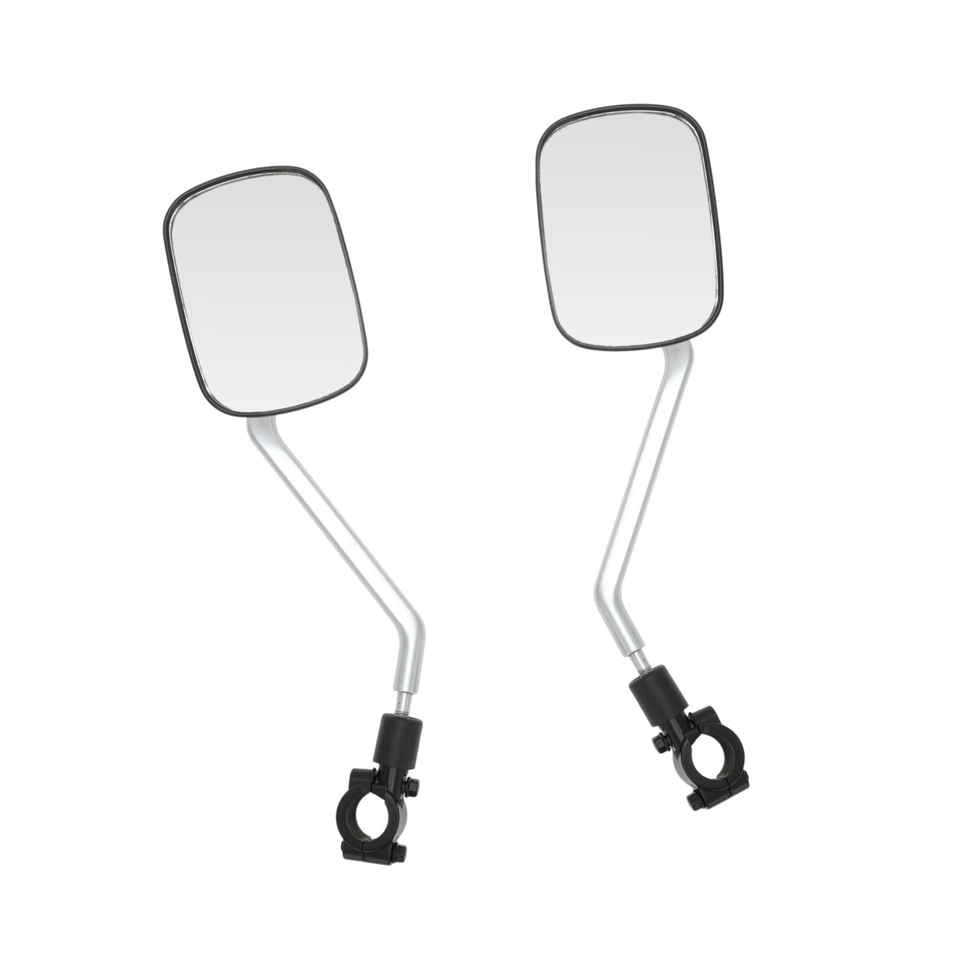 QUARKZMAN Rétroviseur De Vélo 360° Ajustable Vue Arrière Carré Pour Guidons 22-32mm VTT Ton Glacier Argenté 1 Paire Avec Base