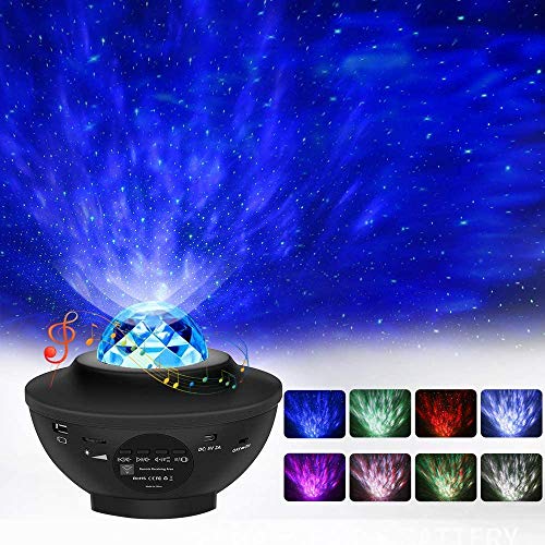 Sternenhimmel Projektor Party Musik Lampe Sternenprojektor Erwachsene drehbare Wellen Sternen Lichter mit Fernbedienung, Bluetooth Lautsprecher, Kinder Nachtlicht mit Timer, Geschenk für Weihnachten Cover