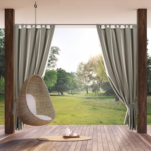 Eurofirany Outdoorvorhänge Gartenvorhänge Outdoor Vorhänge wasserdichte Terrassenvorhäneg Außenvorhang (Cappucino, 155 x 200 cm Schlaufen)