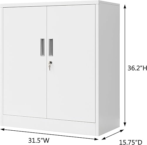 Miniatura 55 de CMY Armario de almacenamiento de metal con dos cajones, gabinetes de acero de 36 pulgadas de alto con estante ajustable, armario de almacenamiento