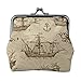 ZUNPNG Old Caravel Vintage Segelboot Meer Monster Schnalle Leder Münzgeldbörsen Vintage Beutel Kiss-Lock Kleingeldbörse Mini Geldbörsen für Frauen Mädchen