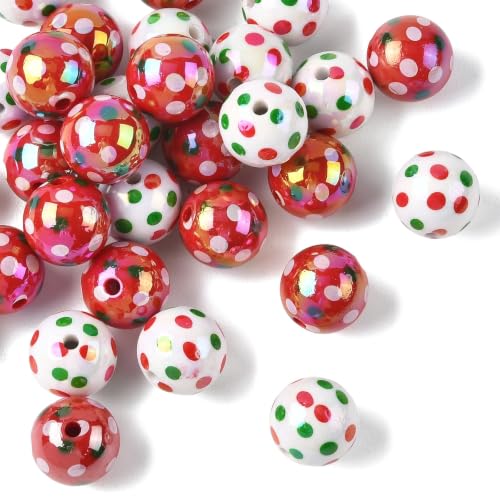 Gythara 16MM 30 pcs Iridescent Round with Polka Dot Acrylic Beads for DIY Jewelry, UV Plated Bubblegum Chunky Beads for DIY Necklace, Bracelet, Earring, Keychain, Craft Decor by Gythara - Used condition - Image 8