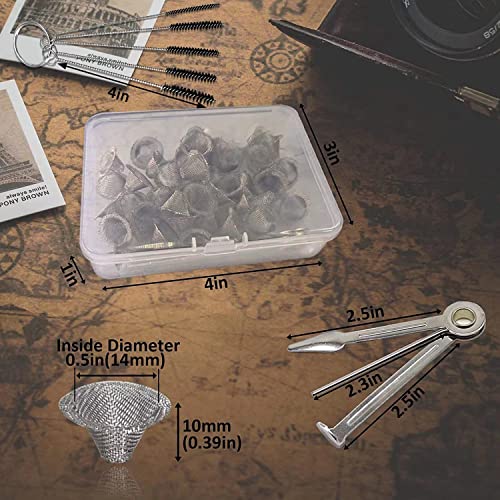 50 Pieces Pipe Screens,Apply Size for 0.5 to 0.75in,100% Stainless Steel Mesh,with 3 in 1 Small Portable Cleaning Tool and Brush and Box - Image 3