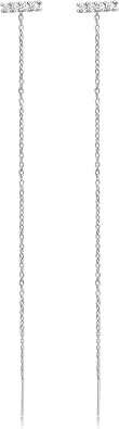 Benevolence LA Gold Dipped Threader Earrings for Women, Pull Through Long Chain Hanging Dainty Drop Earrings, Lightweight Fashion Jewelry, Versatile Everyday Wear, Gift Ready