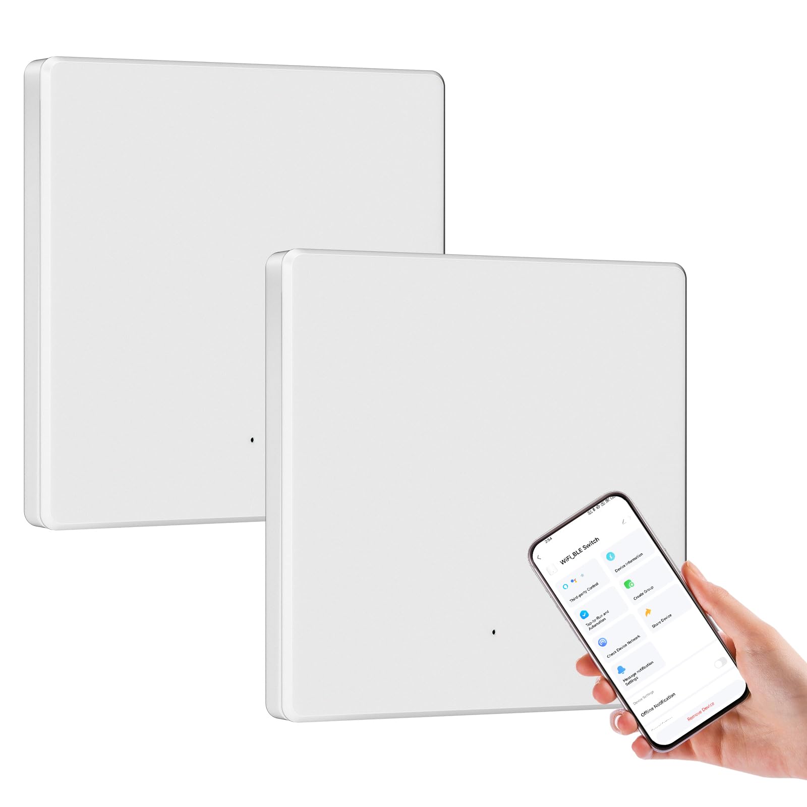 BSEED Smart Light Switches 1 Gang,Alexa Light Switch 2 Way or Multi-Way Control by SmartLife APP,Work with Alexa and Google Home,Ultra-Thin,2.4GHz,White(Neutral Wire Required),2 Pack — image 1
