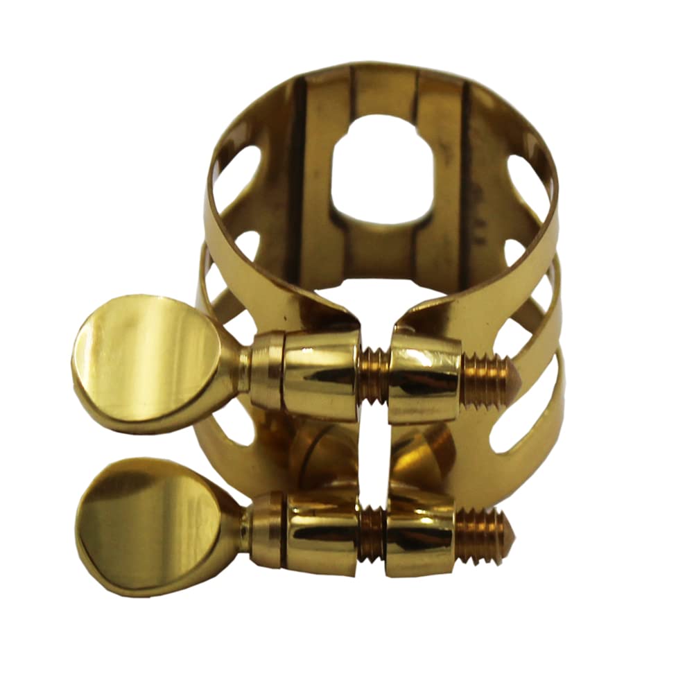 Pro Eastern music gold plated soprano saxophone hard rubber mouthpiece metal ligature Double Screws ligature brass