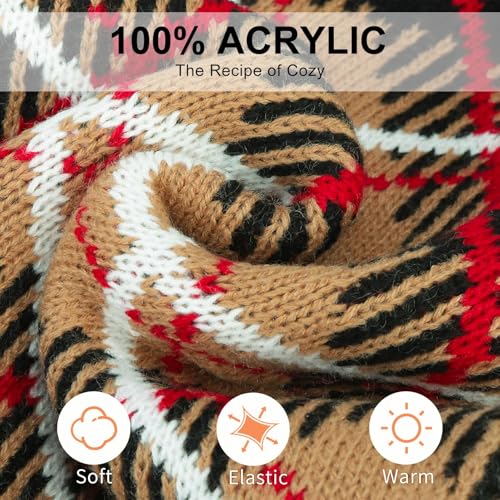 Image of BEAUTYZOO Small Dog Sweater, Plaid Knit Winter Clothes with Harness Hole