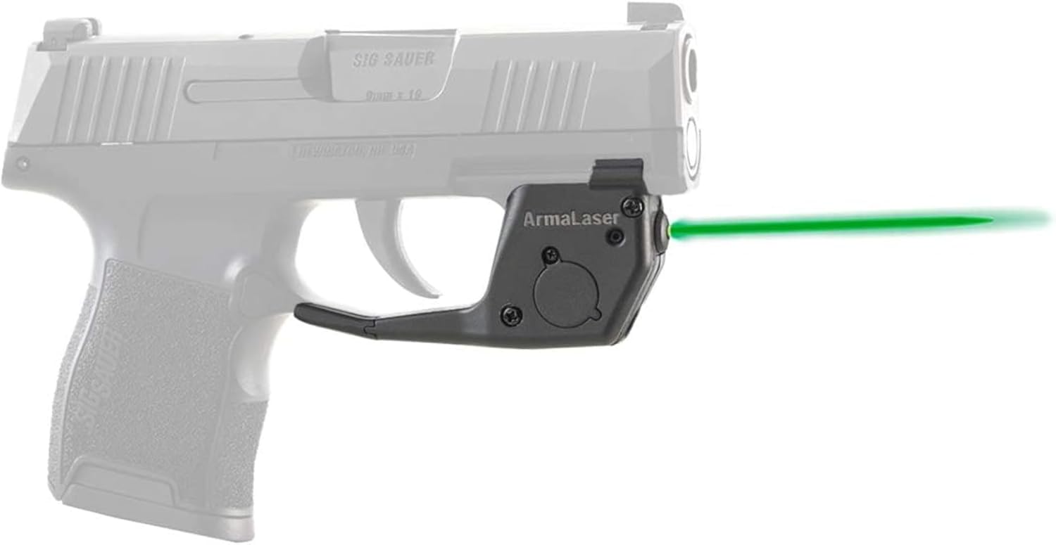 Green Laser Sight Kit for SIG Sauer P365, P365 XL, & SAS w/Touch-Activated ArmaLaser TR27-G Green Laser, Tactical Ambidexstrous Holster & 2 Extra Batteries. FDA Class IIIA Laser Sight