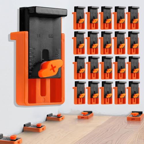 M MEEPO 20-Pack Upgraded Flooring Spacers 1/4 to 1 (6-25mm) Adjustable Gap Stable Wide-Base Design Never Slip or Fall Professional Laminate Wood & Vinyl Plank Flooring Tools for DIY Installation