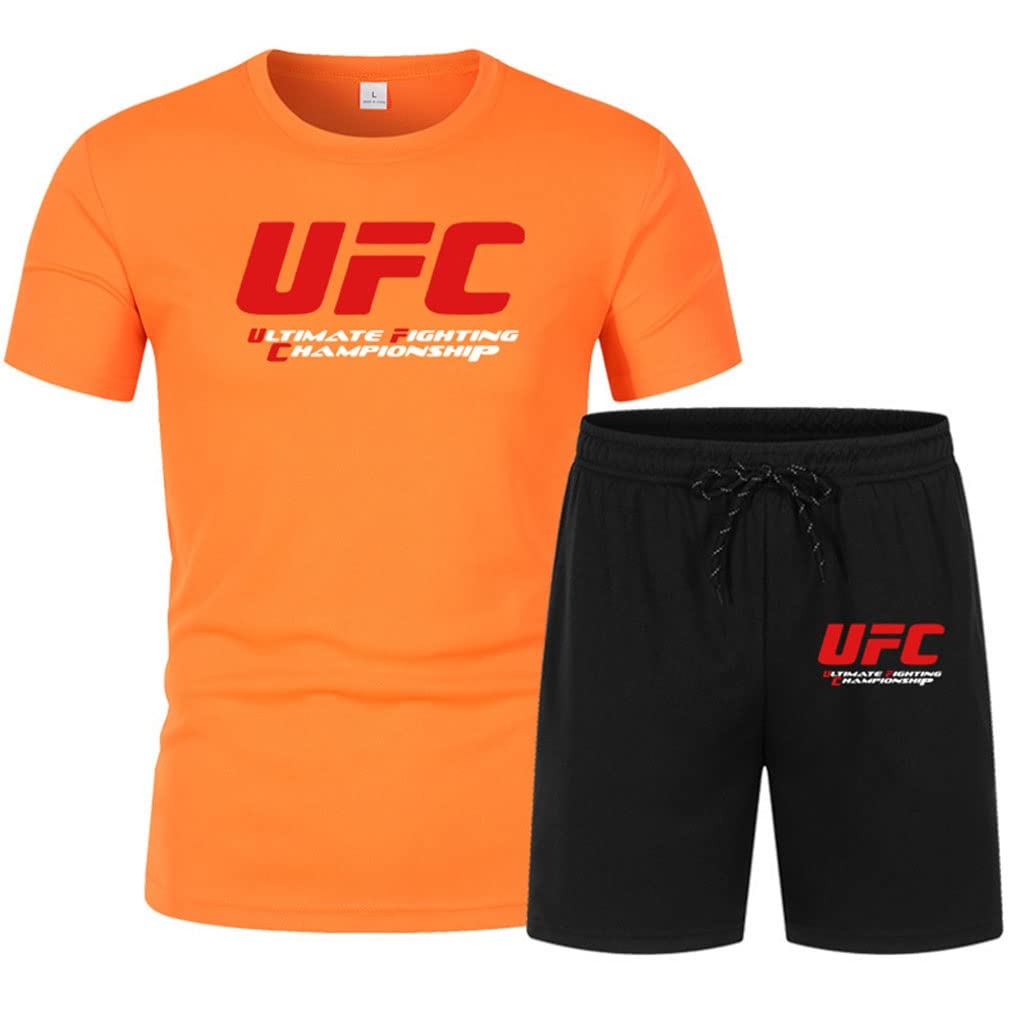 Amazon.co.jp: UFC 格闘 総合格闘技 オレンジ色の半袖Tシャツと黒の