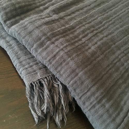 100% Organic Muslin Cotton Throw Blanket For Couch, Adult, Bed, 4 Layers Pre-Washed Plant Dyed Yarn, Breathable Super Soft, Cozy, Lightweight, Warm, All Season (55"X60" Charcoal Gray) #TOP3