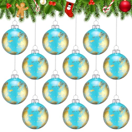 Vercraft 12 Pcs Christmas Glass Ball Ornament, World Globe Christmas