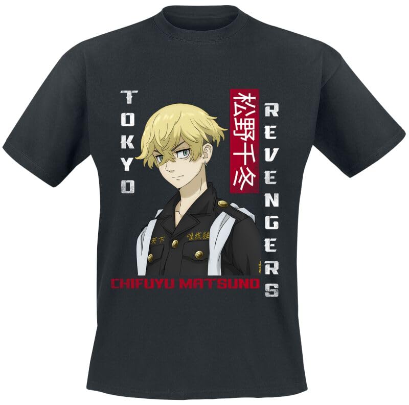 Tokyo Revengers Chifuju Hombre Camiseta Negro S 100% algodón Regular
