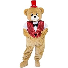 Red Vest Gentleman Brown Bear Mascot Costume Halloween Christmas Party Outfit