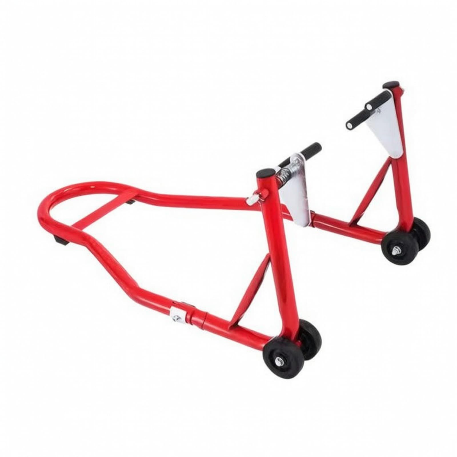 Support Re Motocyclte Stable Béquille Paddock Cadre Tubulaire Pratique Support Motocyclte à Rltes pr Garage, Rouge, Roue Avant