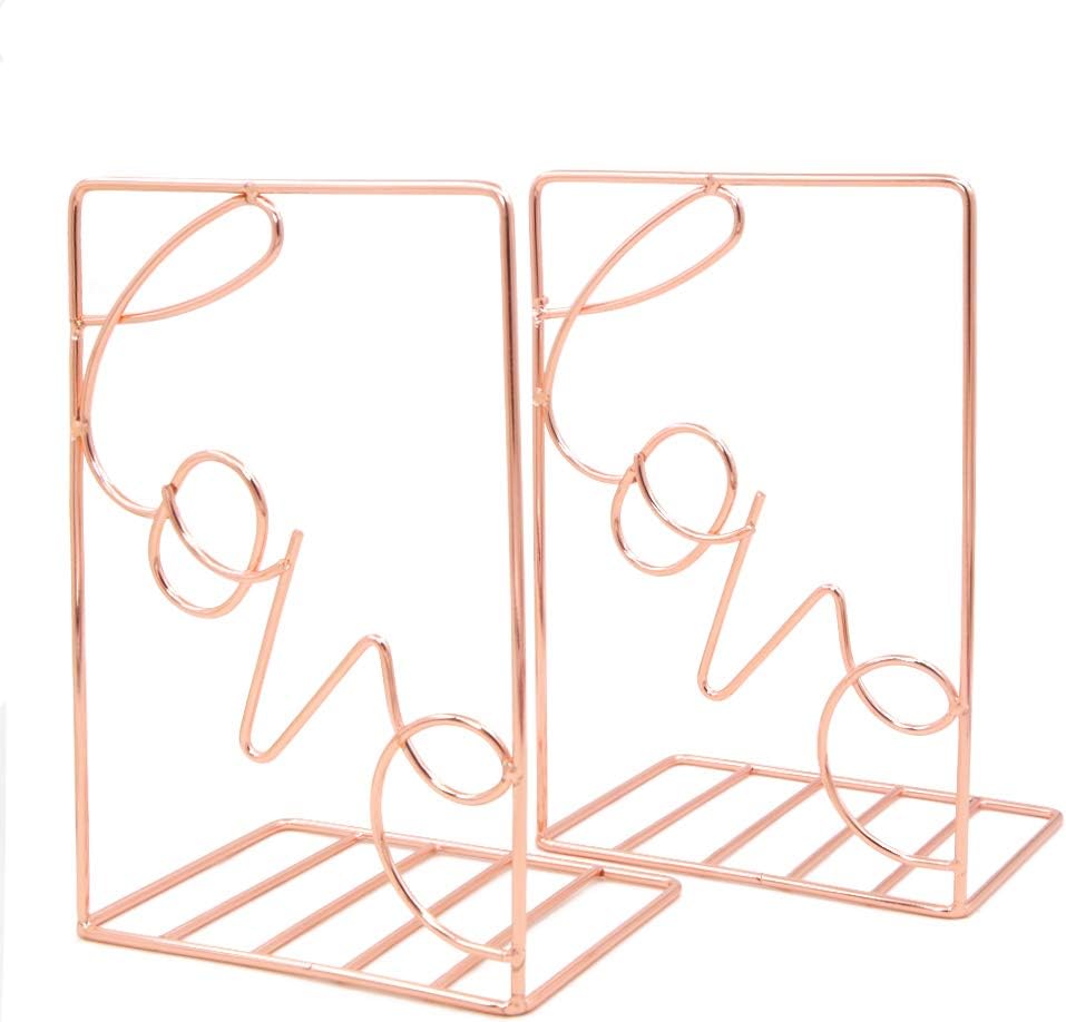 Winterworm Metal Bookends Book Ends Heavy Duty Modern Decorative for Bedroom Library Office School Book Display Desktop Organizer Gift(Love Rose Gold) Winterworm Metal Bookends Book Ends Heavy Duty Modern Decorative for Bedroom Library Office School Book Display Desktop Organizer Gift(Love Rose Gold)