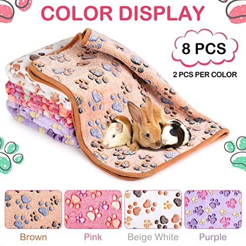 Tudomro 8 Pcs Guinea Pig Bedding Cage Liners Bulk Waterproof Blankets Small Animal Flannel Throw Bedding Absorbent Reusable Pet Pee Sleep Mat Pad Cover For Hamster Ferret (Paw,16 X 24 Inch) #TOP6