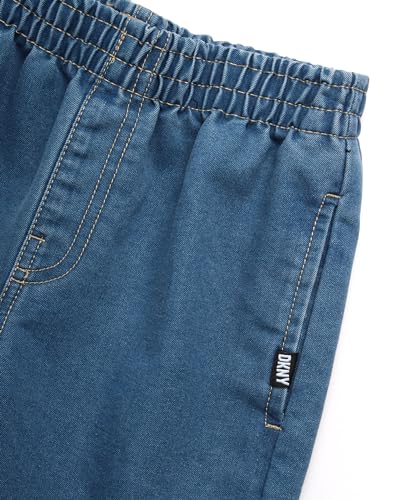 Image of DKNY Boys' Shorts Set - 2 Piece Short Sleeve Collared Button Down Shirt and Stretch Denim Shorts for Boys (Sizes: 8-12)