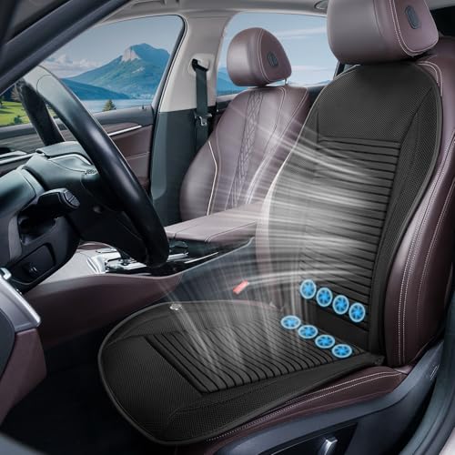 LENYENGIN Cooling Car Seat Cushion, 12V/24V Ventilated Seat Cover Pad with 8 Turbo Fans, Blowing & Suction, 3-Speed Adjustable, Breathable 3D Mesh, Universal Fit for Summer Driving by LENYENGIN - Used condition - US$53.78