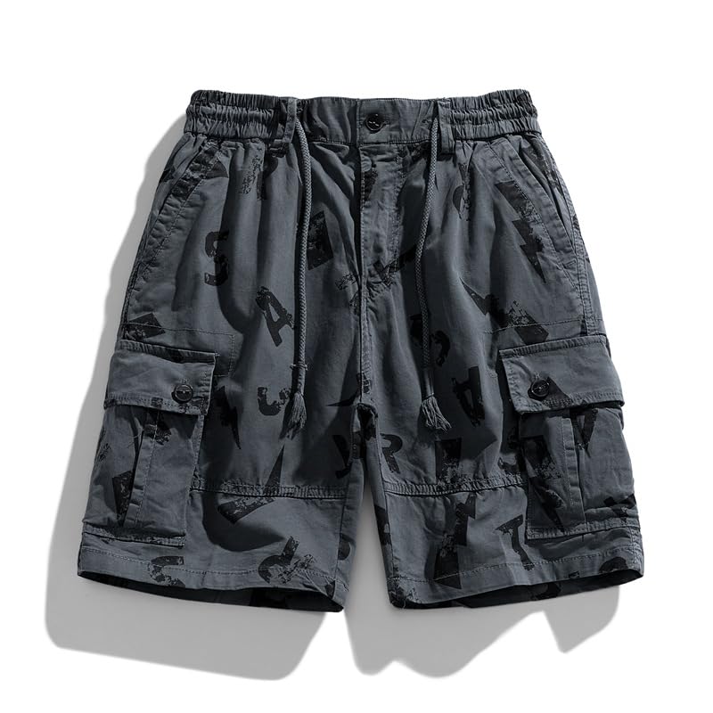 Short jogging hommes GRFIT gris foncé 38 multi-poches cargo retro