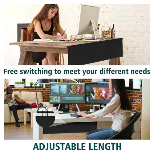 EcoBrisa 48" Under Desk Privacy Panel with Cable Management Organizer Sleeve Self-Adhesive Modesty Panel for Cord Organizer Pockets and Desk Skirt for Home Office or Standing Workstation - Image 4