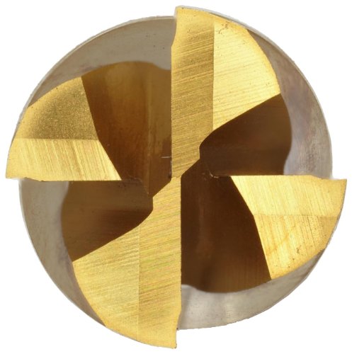 Image of 5160085 High Speed Steel (HSS) Square Nose End Mill, Inch, Long Length, Weldon Shank, TiN Finish, Finishing Cut, 4 Flutes, 3.0625 inch Overall Length, 1 /4 inch Cutting Diameter, 3 /8 inch Shank Diameter