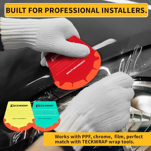 Image of TECKWRAP Felt Squeegee for Vinyl Wrap Window Tint -Fan Shape, Soft /Med /Hard | Pro Car Wrap Tool Kit with 3 Hardness Levels Scratch-Free Tool for PPF, Decal, Inkjet Sticker Paper & Wallpaper DIY Projects