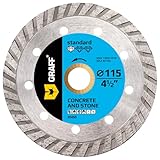 4 1/2 Inch Diamond Cutting Wheel for Angle Grinder Arbor 7/8'-5/8' – Turbo Diamond Blade for Stone, Marble, Granite, Brick, Masonry, Concrete – Diamond Saw Blades GRAFF
