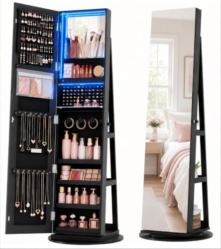 Vlando Jewelry Armoire with Lock and Mirror