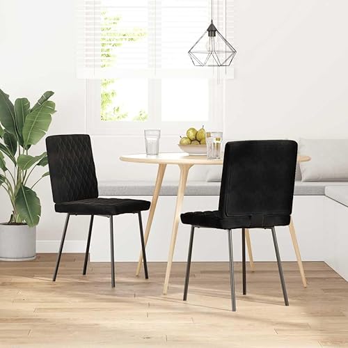 Miniatura 2 de Juego de 2 sillas de comedor modernas de terciopelo negro, cómodos muebles de cocina y comedor, elegantes Sillas para Comedor