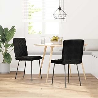 Elegant and Comfortable Dining Chairs Set of 2, Soft Velvet Material, Sturdy Metal and Plywood Construction, Black