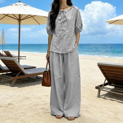 Ropa de casa cómoda para mujer que soluciona el calor con pantalones anchos 4