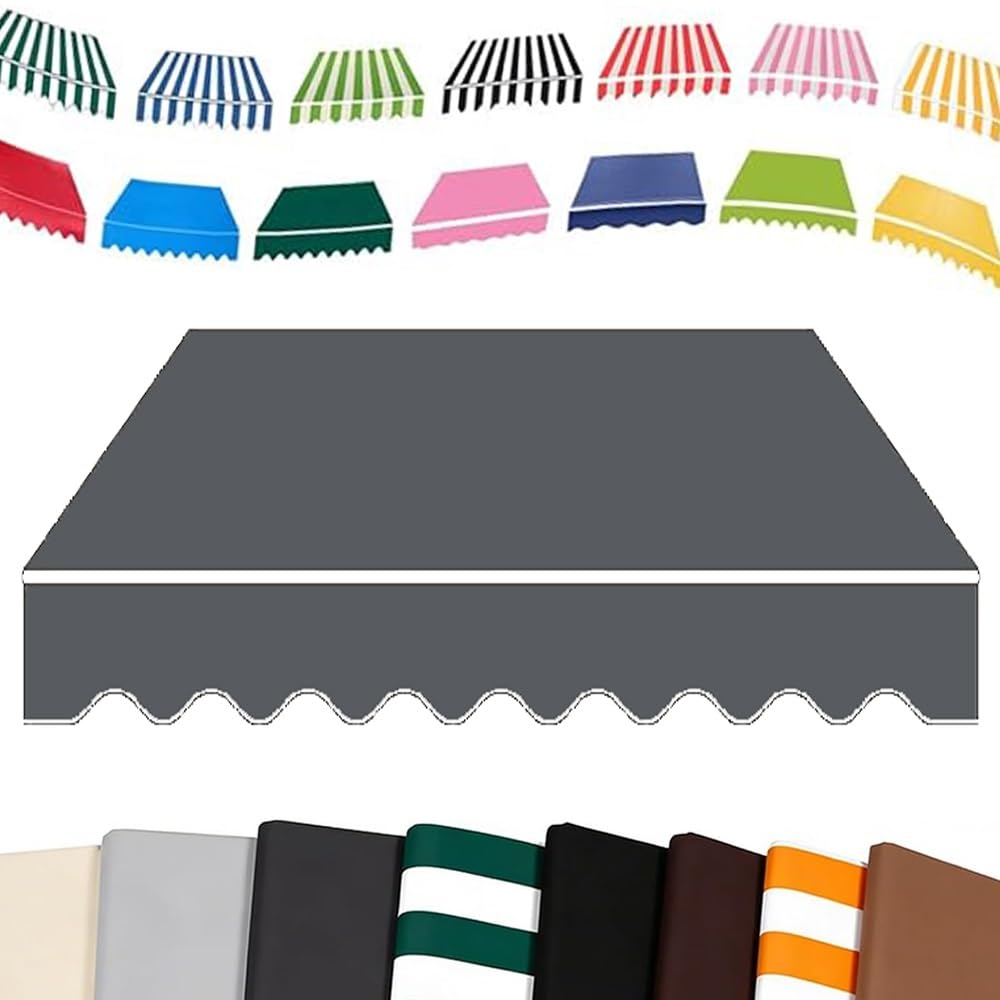 6.5ft 8ft 10ft 12ft 13ft 15ft Patio Window Retractable Awning Replacement Fabric Custom, Sunshade Canopy Replacement Canvas For Retractable Awning Cover(Gray,3.5x2.5m/12x8ft)